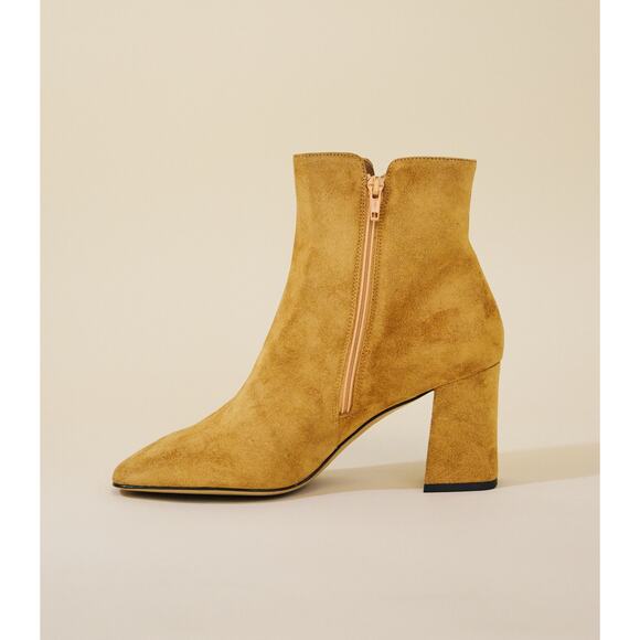 Clorinda Antinori Vera Suede Boots Size 37 or 7 Segale Tan Leather Square Toe - Picture 2 of 15